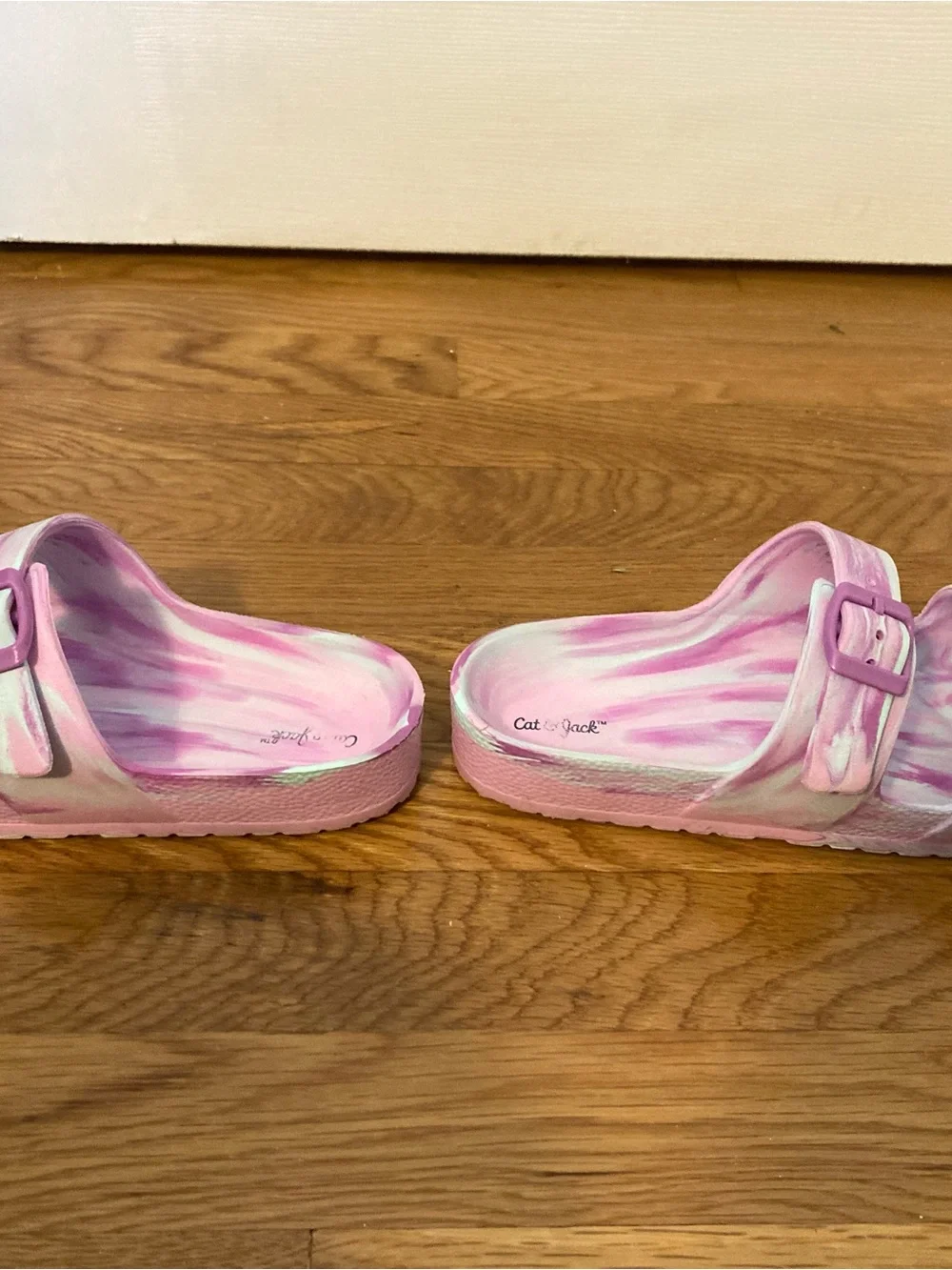 Cat & Jack Pink Brushstroke Double-Buckle Slide Sandals